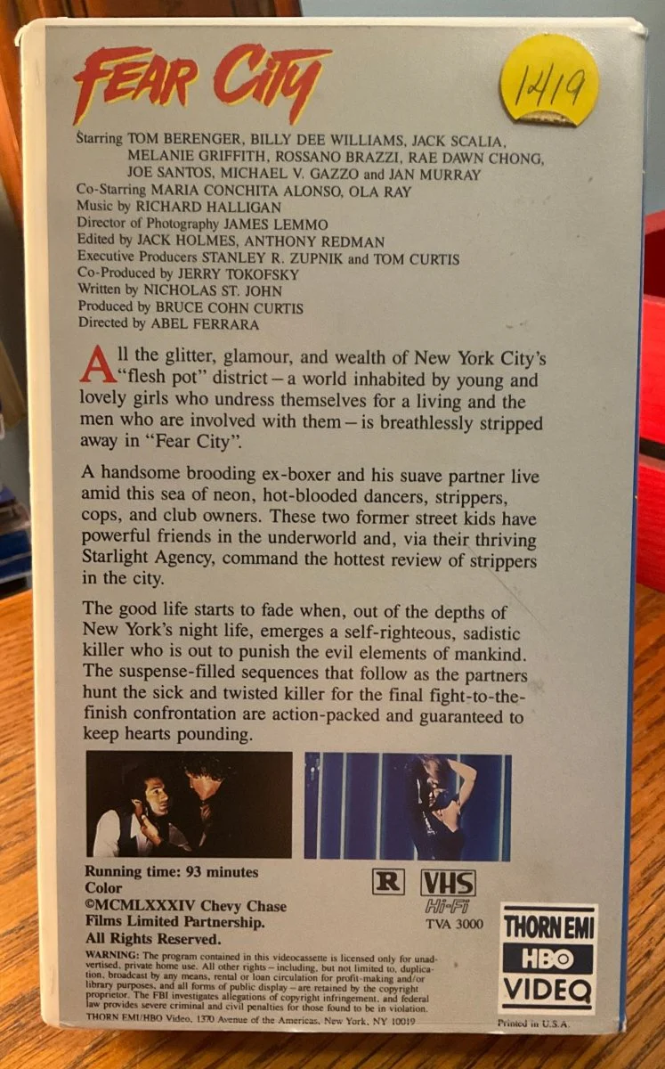 Fear City  *EX-RENTAL* CUT BOX (VHS) - Image 2